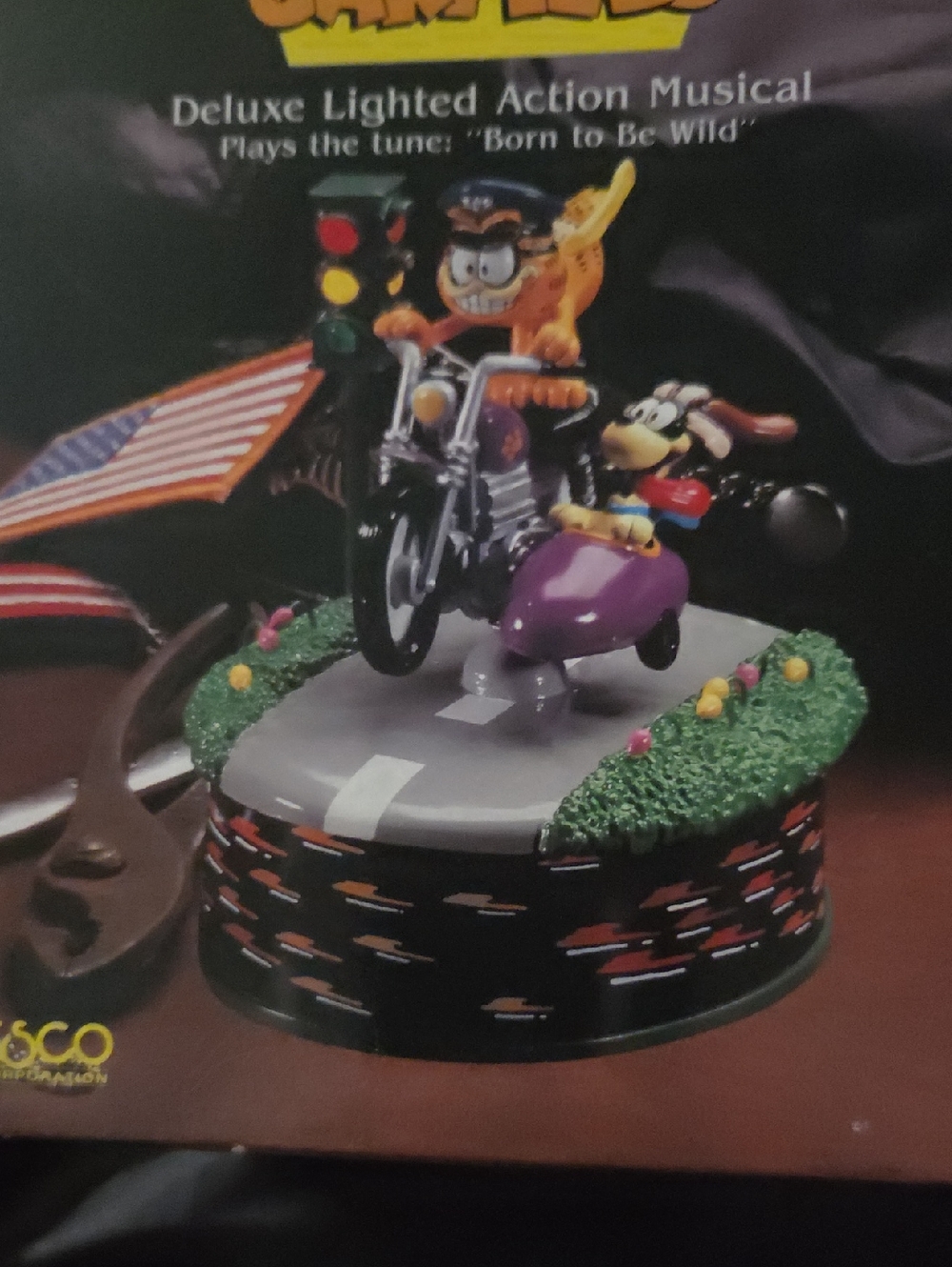 Garfield Deluxe Lighted Action Musical "Born To Be Wild" Enesco Vintage New